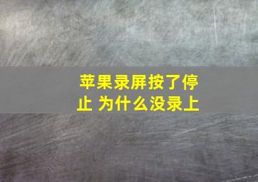 苹果录屏按了停止 为什么没录上